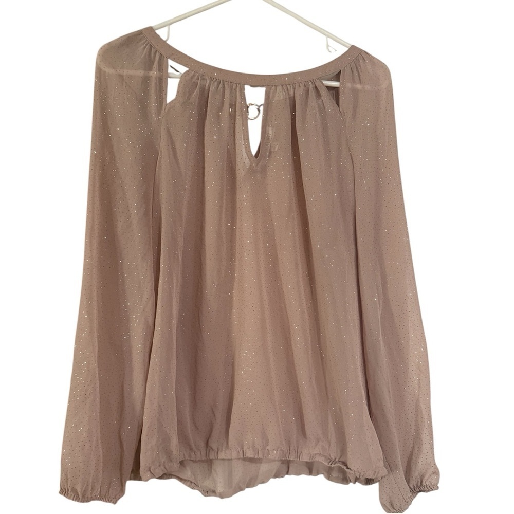 Jennifer Lopez JLOSparkling Blush Champagne Sheer Blouse Size XL